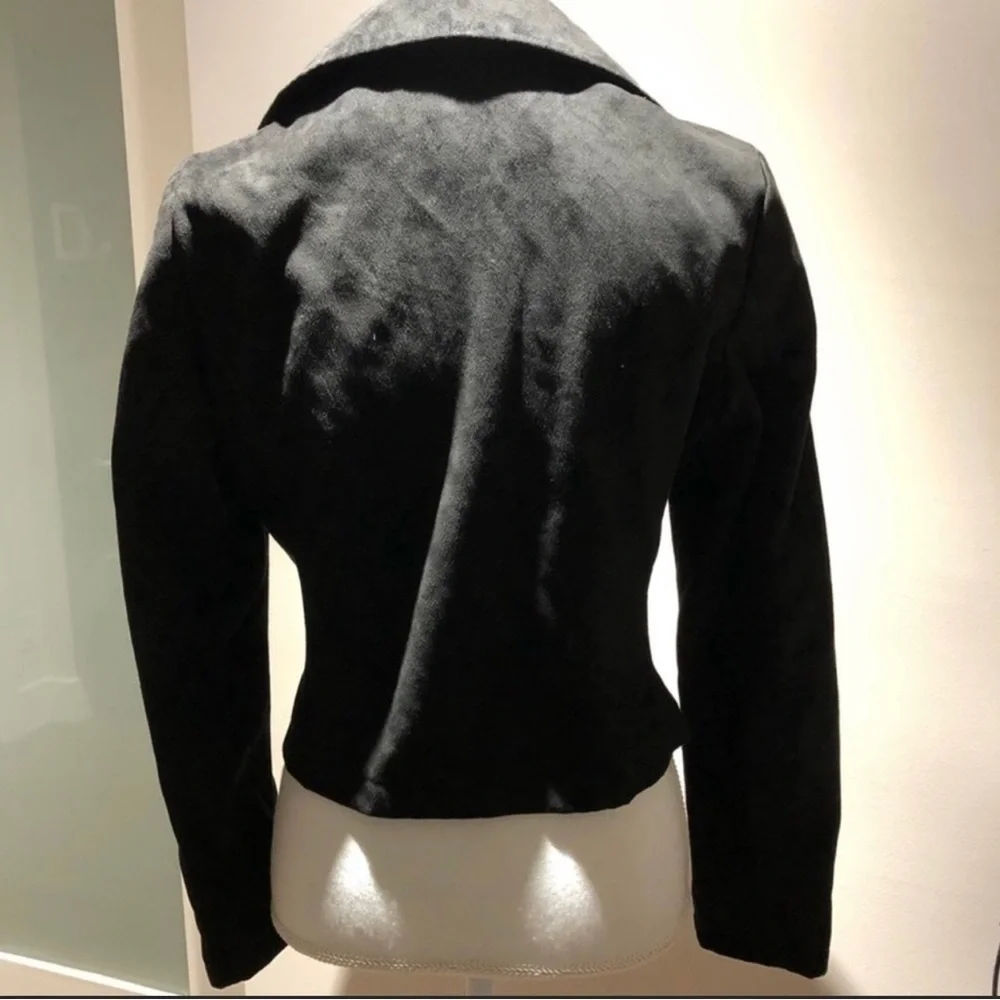 Moto Biker Faux Suede Zip Up Jacket Black Size Medium